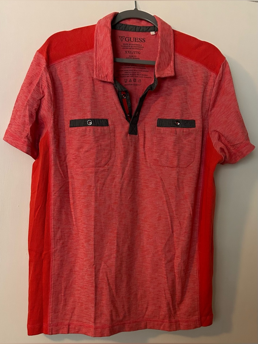 GUESS Men’s Salmon colored Short Sleeve Polo Shirt Size XXL